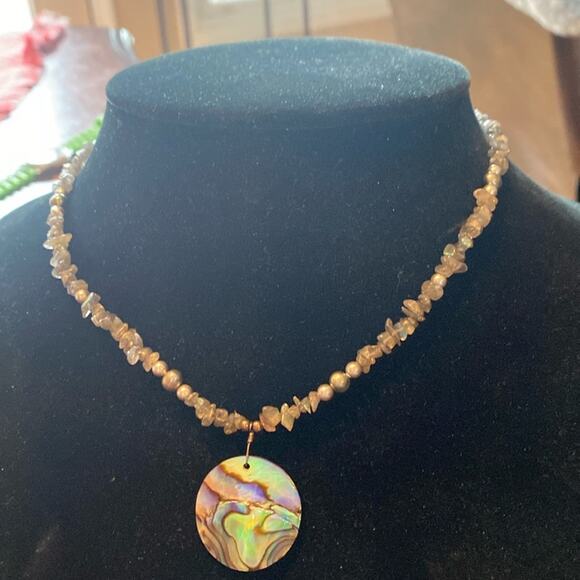 Vintage shell cluster abalone necklace - Picture 1 of 6